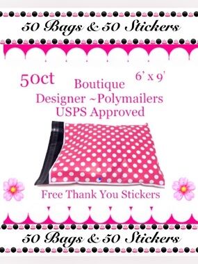 50pcs  6x9’ Polymailer Bags~BONUS 50ct Free Stickers 🌸🆕🌸 USPS Approved!